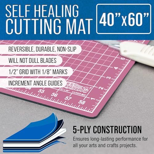 U.S. Art Supply 40" x 60" Self-Healing Cutting Mat 5-Ply - Double-Sided Green/Black Craft Mat, Non-Slip Cutting Mats for Crafts, Sewing, Quilting, Scrapbooking | Double-Sided Green/Black Craft Mat, Non-Slip Cutting Mats for Crafts, Sewing, Quilting, Scra…