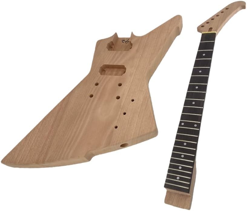 Yinfente DIY Guitar Kit With Mahogany Body Mahogany Neck With Rosewood Fretboard 6 String DIY Electric Guitar Kit With All Components To Build Your