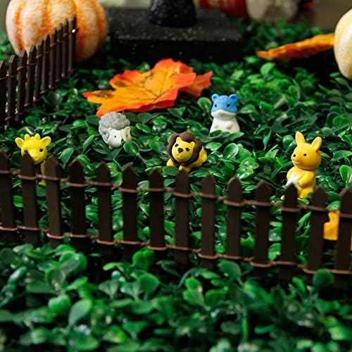 Prsildan 40 Inches Miniature Fairy Garden Fence, DIY Wood Picket Fence Mini Ornament