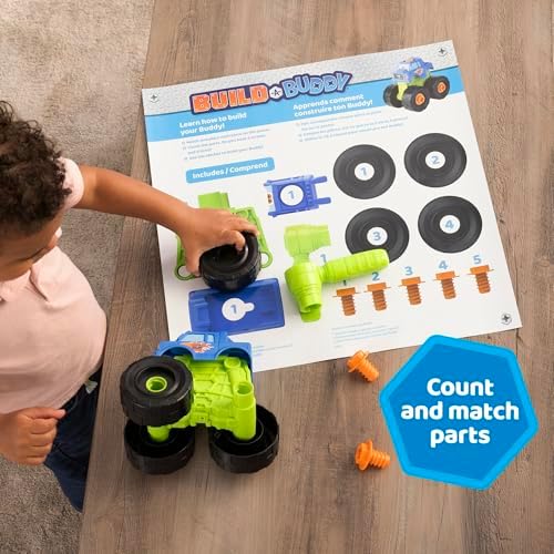 BUILD-A-BUDDY John Deere Tractor Toy and Toy Drill - Toddler STEM Take Apart Toys with 16 Individual Pieces and Kids Tools - Kids Building Toys Ages 3 Years and Up