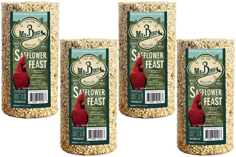 2-Pack Mr. Bird Safflower Feast Wild Bird Seed Cylinder 28oz | Wild Bird Food for Outdoor Birds | Backyard Birdfeeding | Squirrel Resistant