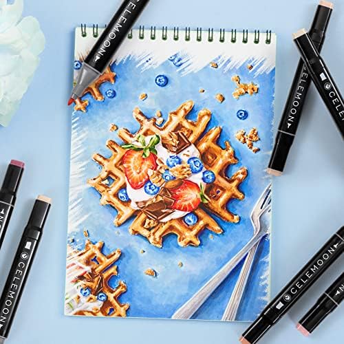 CeleMoon 36 Skin Tone Alcohol Markers - Dual Tip (Fine & Broad Chisel) Permanent Art Pens for Portrait Illustration