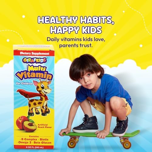 GirafKids Liquid Multivitamin for Kids with B Complex, 8 Fl Oz, Ages 4+