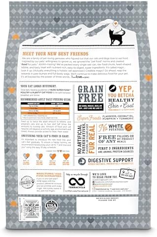 I and love and you Nude Super Food Dry Cat Food - Turkey + Chicken - Grain Free, High Protein, No Fillers, Superfoods, 5lb Bag