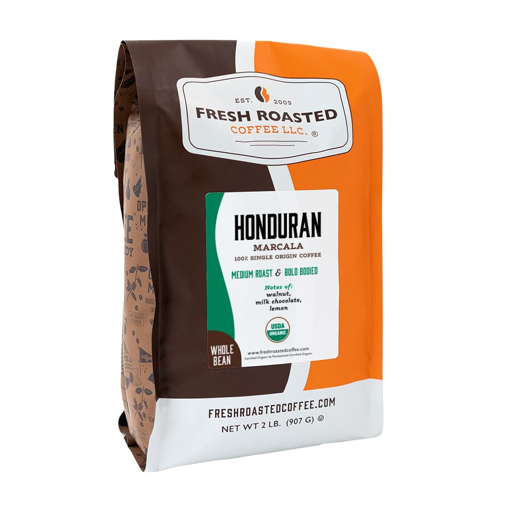 Fresh Roasted Coffee, Dark Brazil Whole Bean Coffee, Med-Dark Roast, Kosher, 5 lb (80 oz)