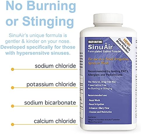 SinuPulse Elite SinuAir Sinus Rinse Salt Solution - Saline Powder for SinuPulse System, Neti Pot Flush, Nasal Wash Squeeze Bottle