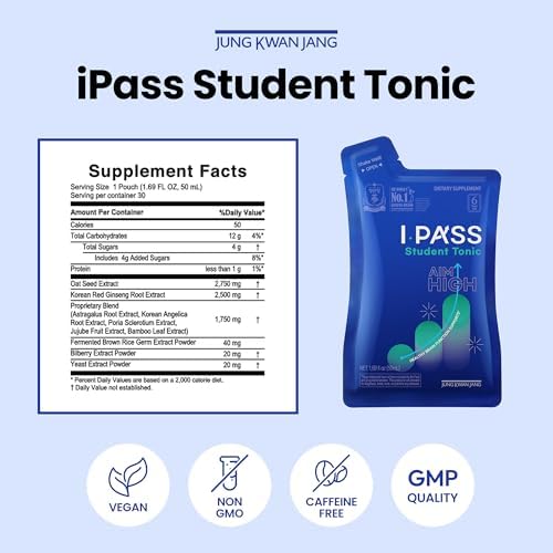 JungKwanJang i-Pass Junior Dietary Supplement- Korean Red Panax Ginseng Extract - Support Immune System, Memory Improvement and Concentration