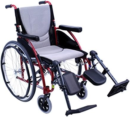 Karman 25 lbs Ergonomic Wheelchair with Removable Footrest 18" Silver