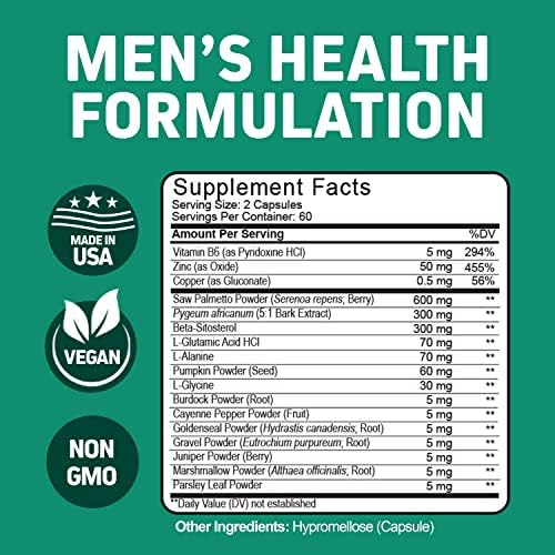 Dual Prostate & Hair Support for Men – Saw Palmetto, Beta-Sitosterol