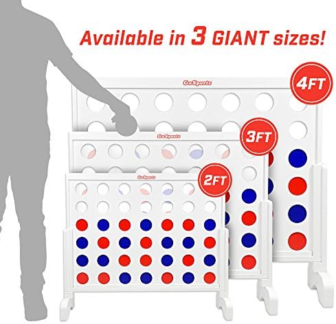 GoSports 2 foot Width Giant 4 in a Row Game with Carrying Case, Made from Wood
