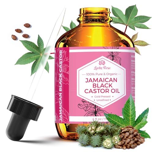 Leven Rose Jamaican Black Castor Seed Oil, Jamaican Black Castor Oil for Hair Growth, 100% Natural, Pure Organic Serum, Scalp Oil Treatment