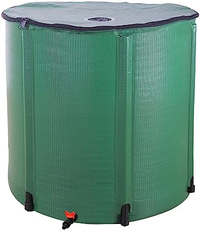 Collapsible Rain Barrel, Portable Water Storage Tank, Rainwater Collection System Downspout, Water Catcher Container (50 Gallon, Green)