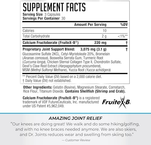 Dr. Joints NDS Nutrition Advanced Joint Health Formula - 90 Capsules | FruiteX-B, Glucosamine Sulfate, Chondroitin