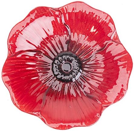 Panacea 086195 Poppy Glass Bird Bath birdbaths, 16 in. Dia, Red