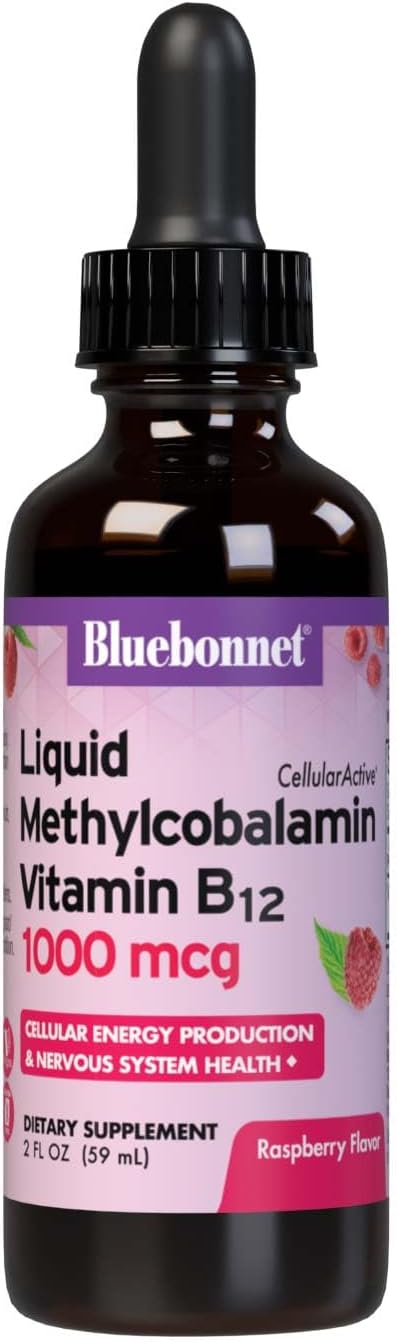 Bluebonnet Nutrition Liquid Cellular Active Methycobalamin Vitamin B12, 1000 mcg, For Cellular Energy Production and Nervous System Health, Soy-Free