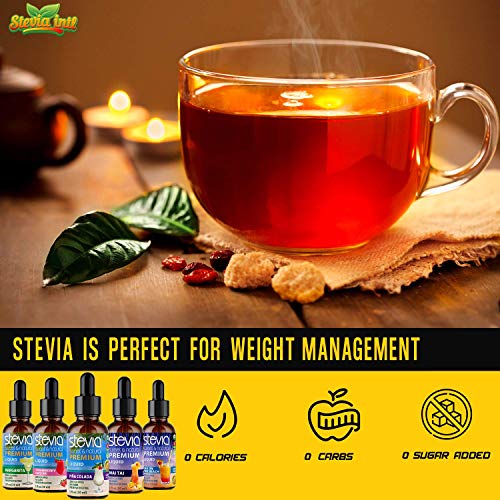Stevia Intl (Pack of 5) Cocktails Lovers Bundle. Stevia Liquid Drops with 5 Flavors. All Naturally Sweet, Non-Bitter, No Sugar Added, 0 Carb