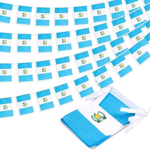 Nicaragua String Flag Pennant Banner, Small Mini Nicaraguan Flags Bunting Banner, National Country Decoration for School, Party, Sports Events, Patriotic Festival, 33 Feet 30 Flags
