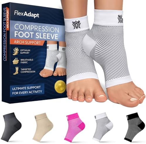 Compression Socks for Plantar Fasciitis & Achilles Tendonitis Relief – Pair of Ankle Compression Sleeves for Foot Swelling, Heel Spurs, Pain & Fatigue – Comfortable Arch Support Brace for Daily Use (Black, Medium)