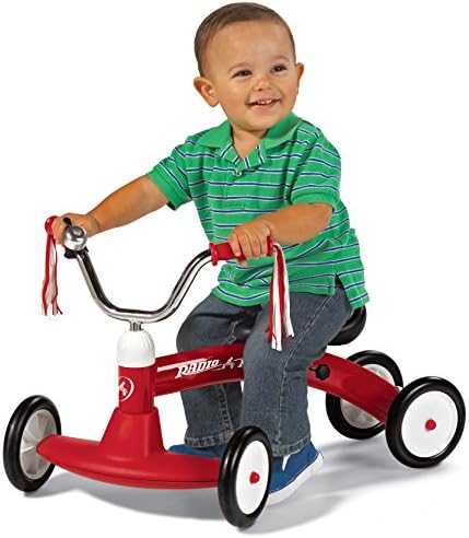 Radio Flyer Scoot About Ride On, Toddler Ride On Toys, for Toddlers 1-3 | Adjustable Seat, Stable Wide-Set Front Wheels, Clear Kick Path