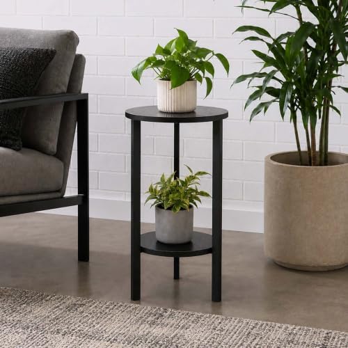 Convenience Concepts Graystone 24 inch 2 Tier Plant Stand - Industrial Stand for Plants, Vases, and Antiques, Urban Modern Design for The Living Room