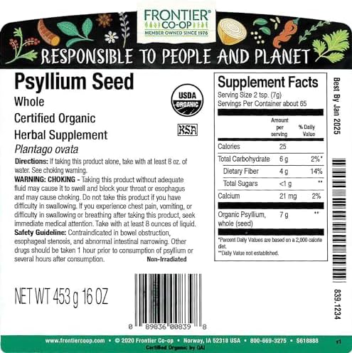Frontier Co-op Organic Whole Psyllium Seed 1lb