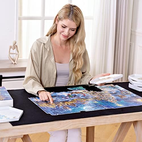 Becko US Puzzle Mat Roll Up with Drawstring Storage Bag, Felt Rollup Mat for Easy Transport & Storage