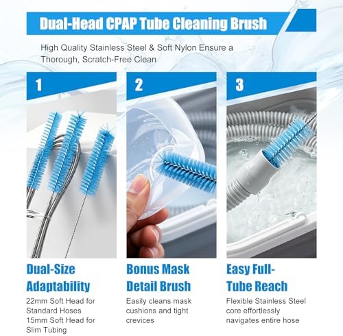 CPAP Cleaning Kit with Hose Dryer for 15-22mm Tubing CPAP Supplies Cleaner, Extra Large | Complete 11Pack CPAP Cleaning Tool, Fast Drying Fan