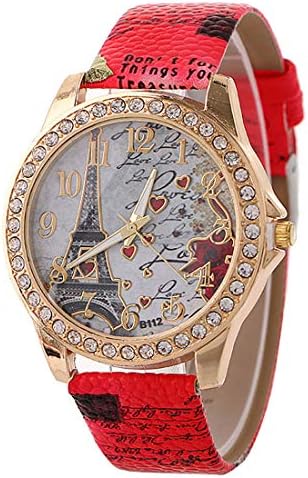 Wholesale PU Leather Strap Watch Mother Day Gift Bling Rhinestone Accented Eiffel Tower Ladies Women Watches