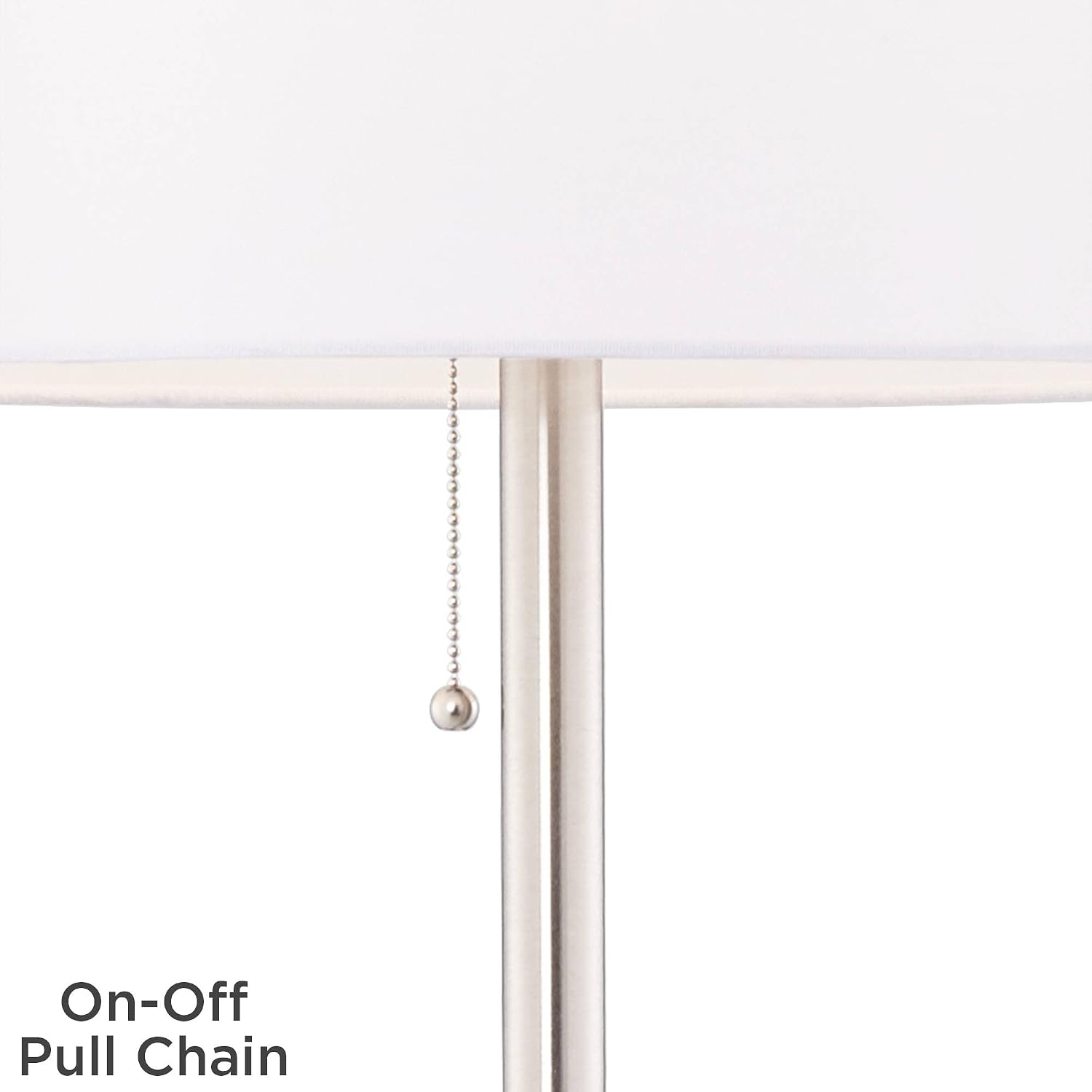 360 Lighting Caper 60 1/2" Tall Nickel Tray Table USB and Outlet Floor Lamp | Modern with AC Power on Glass 5 Satin White Fabric Drum Shade for Living Room Reading House Bedroom