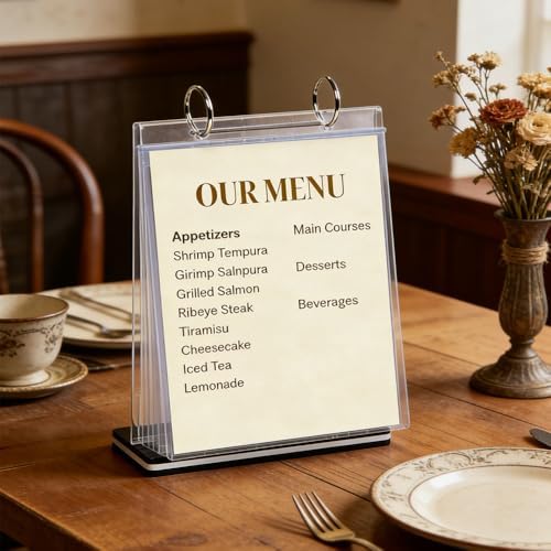 A5 Acrylic Plastic Folder with T-Shaped Stand - Indoor/Outdoor Suction Cup Holder -- For Documents, Photos, Menus & Marketing Racks