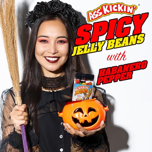 ASS KICKIN’ Hot and Spicy Jellybeans with Habanero Pepper - 9 Oz Resealable Jar - Great for Easter Candy or Food Challenge - Try the Gourmet Spicy Jelly Beans Candy