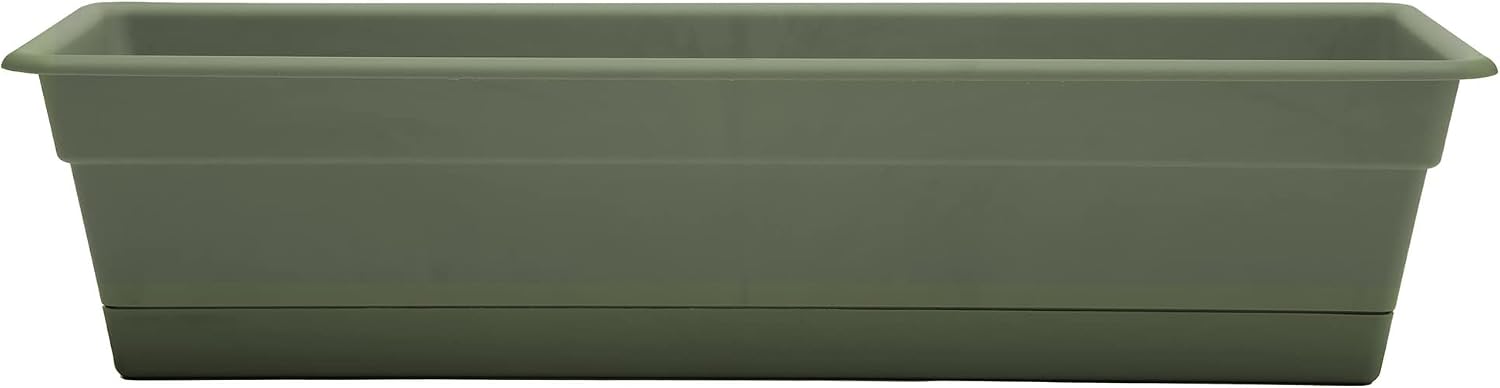 Bloem Dura Cotta Window Box Planter: 24" - Terra Cotta - with Tray, Weatherproof Resin Box, Removable Tray for Indoor & Outdoor Use, Gardening, 3 Gallon Capacity