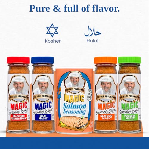 Magic Seasoning Blends Variety Pack, Blackened Fish & Meat Spices, Seasonings for Cooking, 2 oz Poultry, Redfish, Meat, Seafood, 7 oz Salmon, 5-Pack