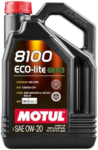 Motul 8100 ECO-lite 0W-20 Full Synthetic Motor Oil with Advanced Low-Friction Formula – API SP & dexos1 Gen3 Approved for GM, Ford