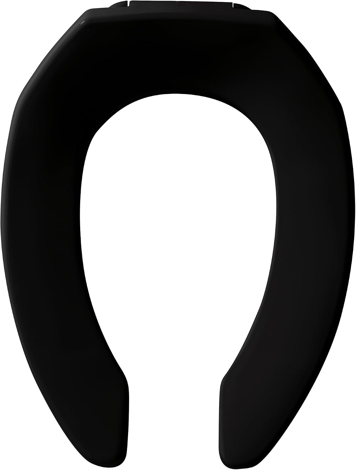 CHURCH 295CT Commercial Open Front Plastic Toilet Seat, Heavy Duty Industrial Seat without Lid, Secure Installation for Long Lasting Use, Made in USA, Elongated, Black