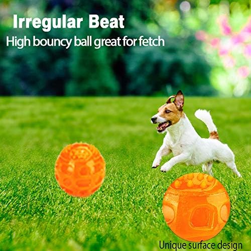 ACEONE Dog Squeaky Ball, Pet Squeak Chew Bouncy Rubber Toy Balls for Small Medium Dogs Indestructible Exercise Training Playing (3 Balls)