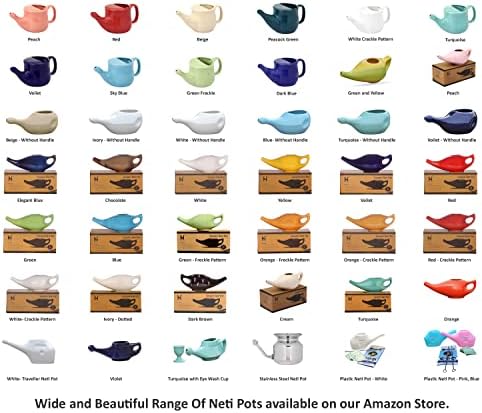 Ceramic Neti Pot Sinus Rinse Nasal Wash with Salt, Dishwasher Safe, 225 Ml. Capacity (Blue Dapple)