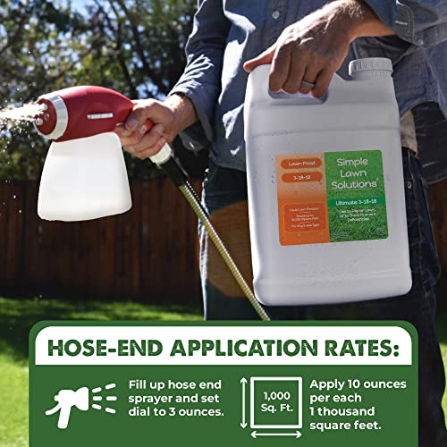 Ultimate 3-18-18 NPK- Lawn Food Quality Liquid Fertilizer- Easy to Use Concentrated Spray- Any Grass Type- Summer & Fall Nutrients- Simple Lawn Solutions - Turf Hardiness & Root Vigor (32 Ounce)