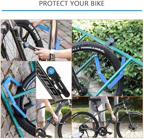 Bike Lock Bicycle Scooter Motorcycle Folding Locks with 4Keys, Fold Chain Heavy Duty Alloy Steel Foldable Lock with Mounting Bracket 2pc Straps