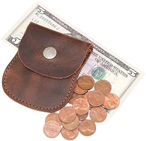 Hide & Drink, Curvy Coin Pouch, Pocket Case for Pennies, Rustic Bag, Travel Accessory, Full Grain Leather, Handmade, Bourbon Brown