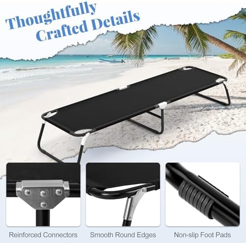 Goplus Folding Camping Cot, Sleeping Cots for Adults Kids