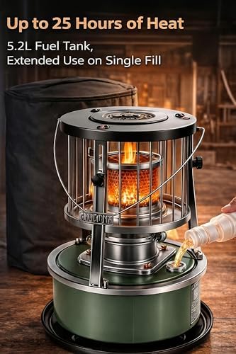 Zunate Portable Kerosene Heater Indoor 2.6KW, Non Electric 2 in 1 Stove with 5.2L Tank, Adjustable Height, Stainless Steel