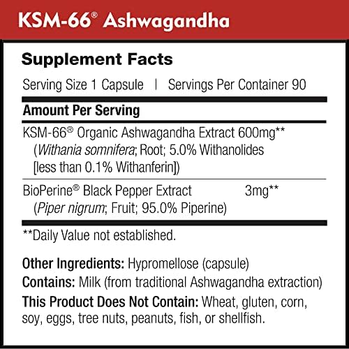 DailyNutra KSM-66 Ashwagandha 600mg Organic Root Extract - High Potency Supplement with 5% Withanolides | Relieves Tiredness, Supports Relaxation, Focus, Energy, & Muscle Growth (90 Capsules)