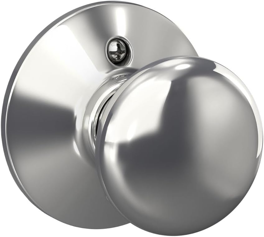 Schlage Plymouth Bed/Bath Privacy Door Knob with Lock, Satin Nickel | Interior bedroom or bathroom door knob with push button lock, Easy to install, Certified durability, Universal fit