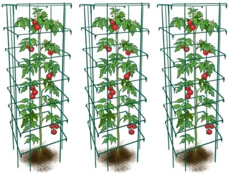 Happy Trees Large Heavy Duty Folding Tomato Cages, 3-Pack, Made in USA
