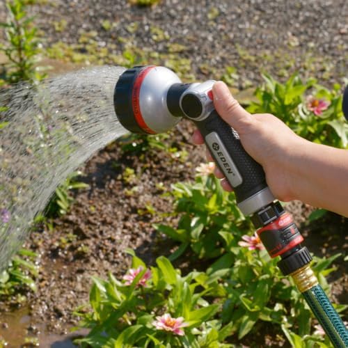 Eden Metal 7-Pattern Hose Nozzle: Thumb Control, Heavy-Duty Zinc Alloy