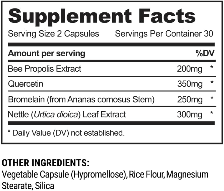 Beekeeper's Naturals Sinus Support for Adults, Quercetin & Bromelain, 60 ct | All Natural, Seasonal Nasal Care Relief, Propolis, Quercetin, Bromelain