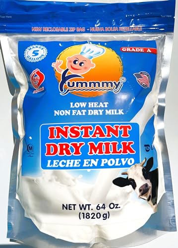 Yummmy 64 oz, Instant Nonfat Skimmed Powdered Dry Milk - Leche en polvo, 64 Oz, Grade A, Kosher Halal Certified, Made in USA