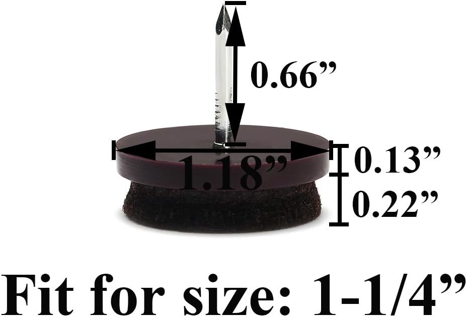Furniture Felt Pads Nail-on Heavy Duty Felt Pad Chair Sliders Round Chair Leg Floor Protectors 1" Furniture Leg Protector 24 Pack