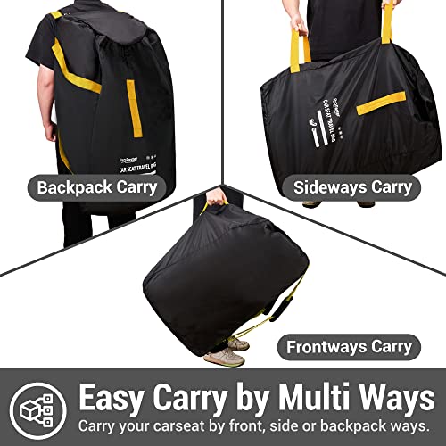 Car Seat Travel Bag Backpack for Air Travel - Karfast Universal Infant Carseat Gate Check Bag Cover for Airplane, Foldable with Pouch, Black